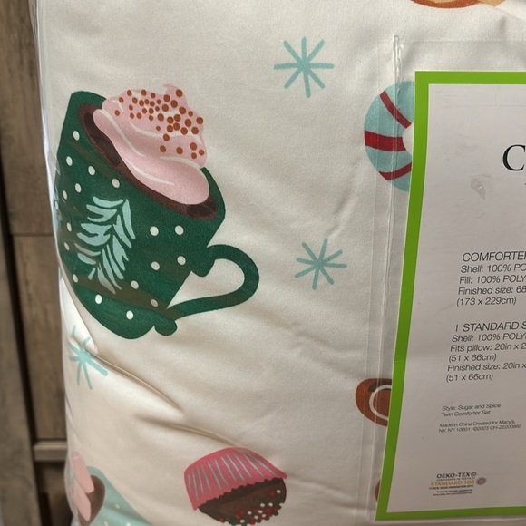 CHARTER CLUB KIDS TWIN Sugar & Spice w/Gingerbread Man Reversible Comforter Set - Picture 7 of 11